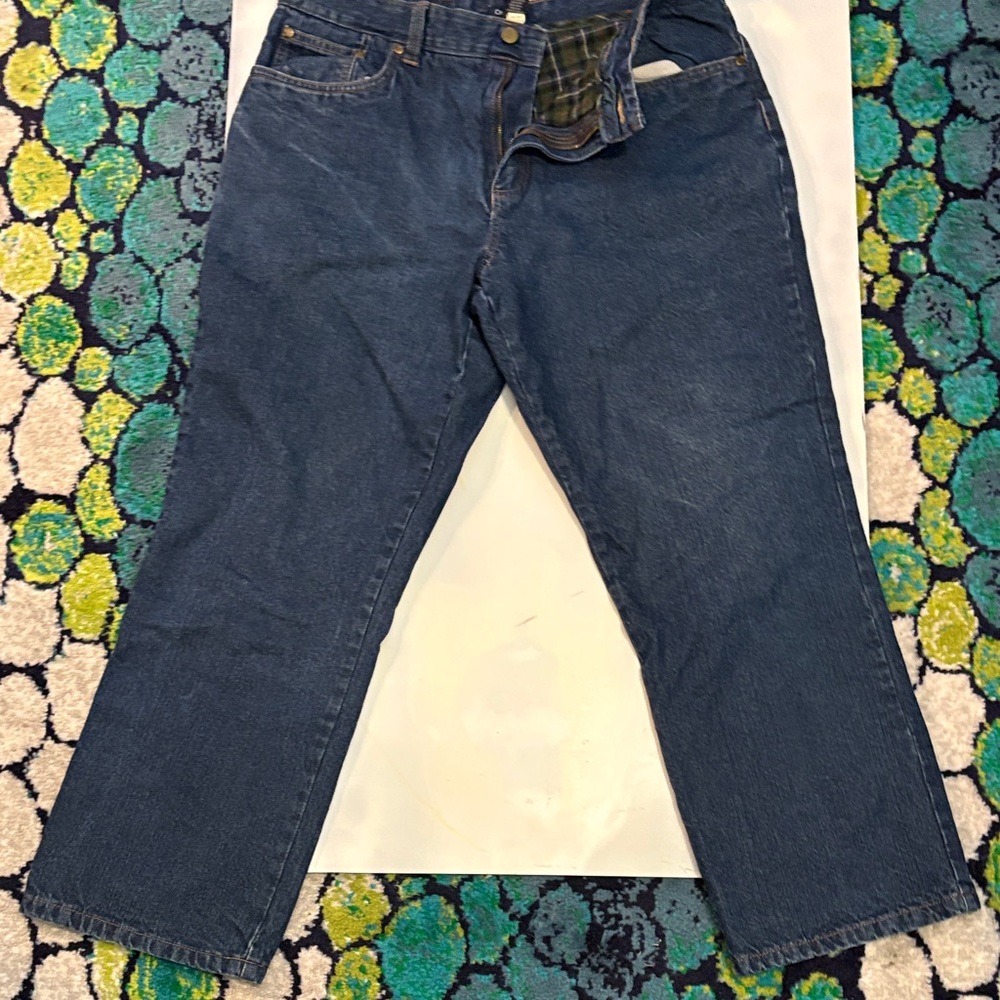 Croft & Barrow Blue Denim Jeans with Plaid Flannel Lining